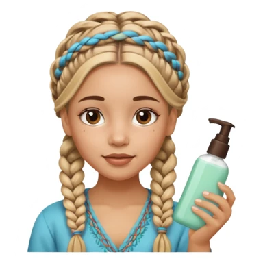 Carmel girl with boho braids  doing skincare sticker