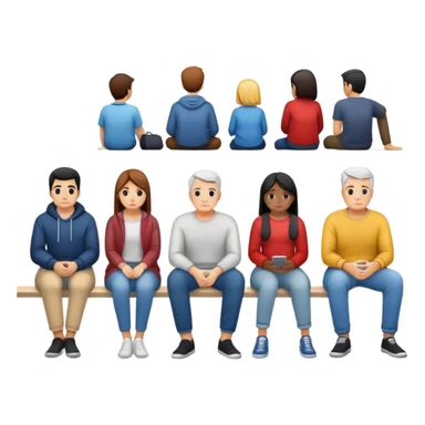row of people facing away sitting  sticker