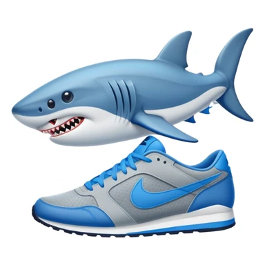Tiburón con zapatillas azules nike sticker
