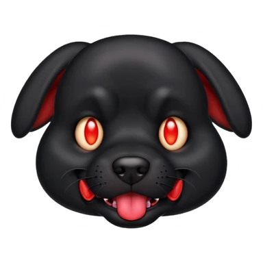 Generate a emoji of a big evil black dog with red eyes and a tongue sticking out sticker