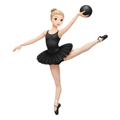full body balet with black tutu holding ball sticker
