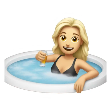 White Woman in hot tub with beer sticker