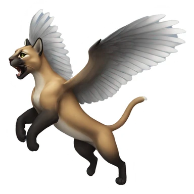 winged black puma flying sticker