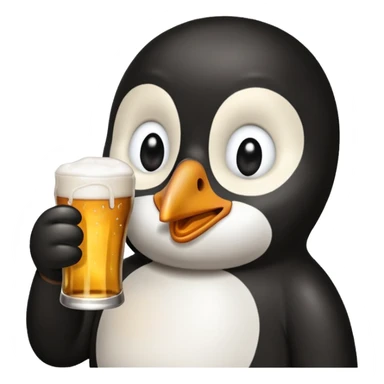 un pingouin réaliste qui boit une bière  sticker