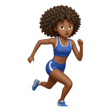 Treino de corrida mulher morena de cabelos cacheados caindo nas costas sticker