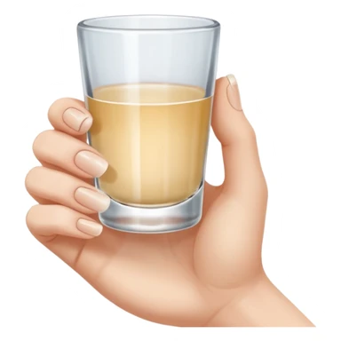 a hand holding a tiny shot glass sticker