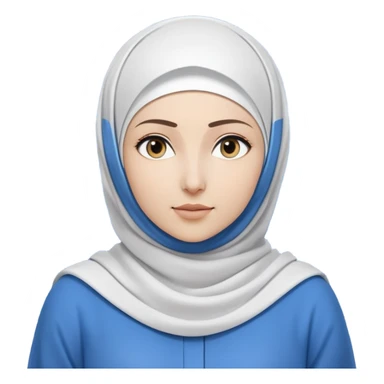woman with white hijab wearing blue outfit, looking straight ahead, surrounded by code snippets, algorithms, data structures, programming languages, command terminals, software architecture diagrams, computer science formulas, and futuristic tech interfaces sticker