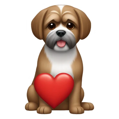 brown shi tzu dog with a red ikea heart next to him sticker