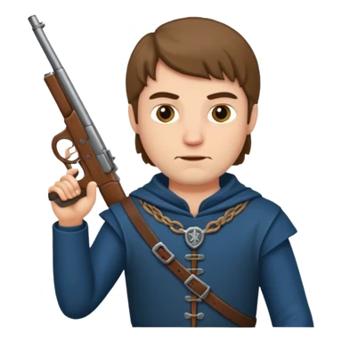 medieval man holding gun sticker