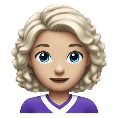 cheerleader in purple with blue eyes and dark hair sticker
