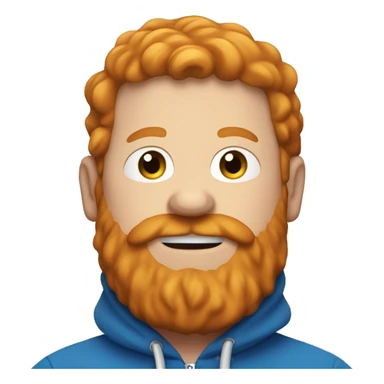Fat ginger beard man wearing a blue hoodie with hood on sticker