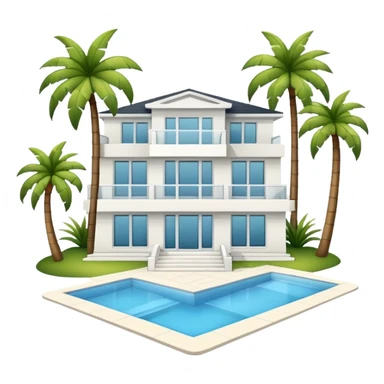 modern white villa with palm trees sticker