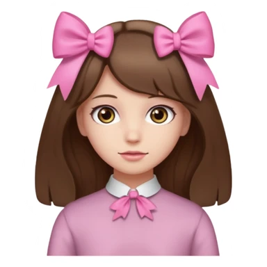 brown open hair from behind with pink bow sticker