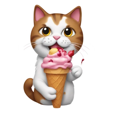 Cat eating ice cream sundae sticker
