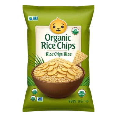 green brown organic rice chips bag sticker
