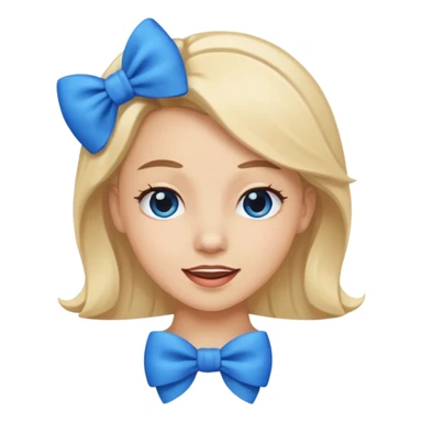 Regular emoji face with blue bow and flirty face sticker