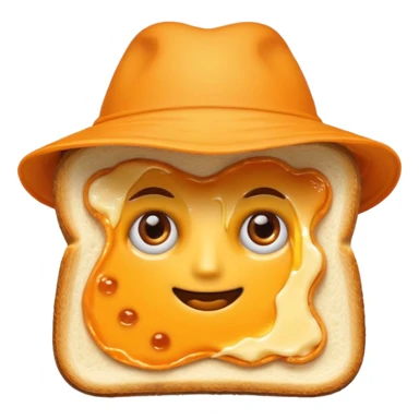 a toastie with melted cheese on the rim and an orange hat and two eyes in left  sticker