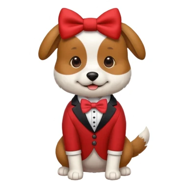 dog with bow in red suit. sticker