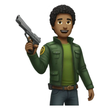 Human vert avec un pistolet sticker