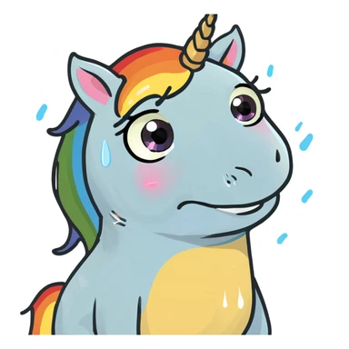 Tearful Rainbow baby unicorn with big tears sticker