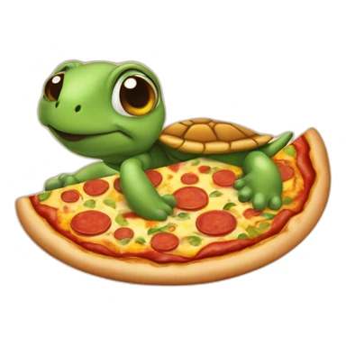 Une tortue ninga qui mange une pizza sticker