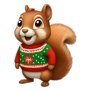 A squirrel wearing a Christmas jumper sticker