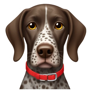 Brown spotted German short haired pointer  with ticking with red collar  sticker
