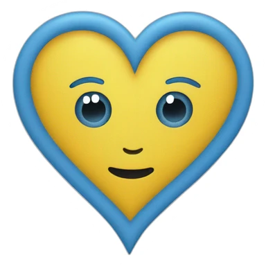 Yellow is a blue heart sticker