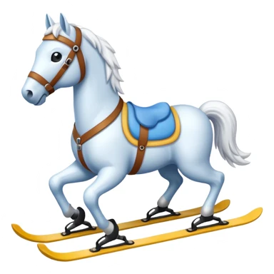 A snow horse made of snow with ski sticker