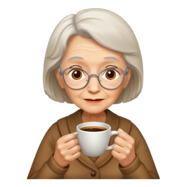 elderly with coffee women sticker