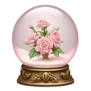 vintage rococo light pink dainty floral snow globe sticker