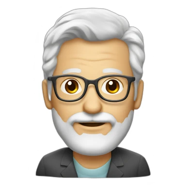 profesor de 50 años con cabello blanco rostro limpio y lentes sticker