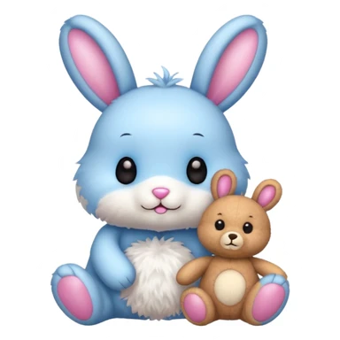 Cute bunny and teddy with colourful magical background  sticker