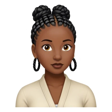 portrait of dark-skinned woman with black cornrows in a bun sticker