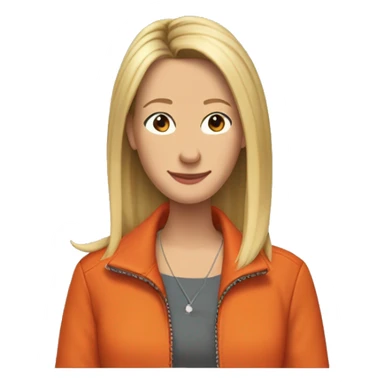Phoebe Buffay from Friends wearing an orange jacket sticker