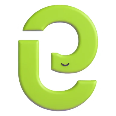 big bold letter C in lime green electric color with googly eyes on top, with a subtle smile under the eyes sticker
