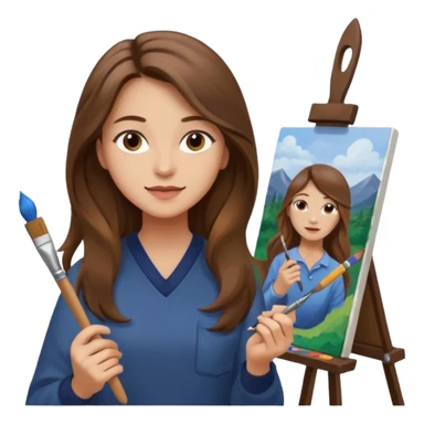 femme brune cheveux long atelier peinture sticker