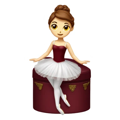 burgundy music box with white ballerina standing back sticker