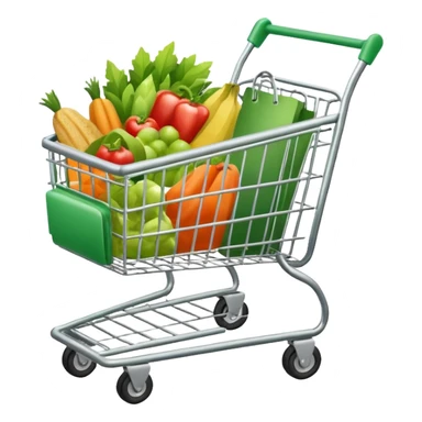 create shopping trolley emoji with green tone color sticker