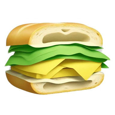 Sandwich wrapped in green-white-yellow paper sticker