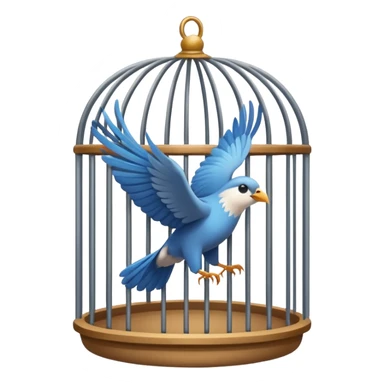 a bird flying out of an open cage, symbolizing autonomy sticker