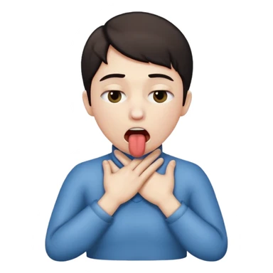criss cross hands around throat choking self emoji tongue out with eyes shut sticker