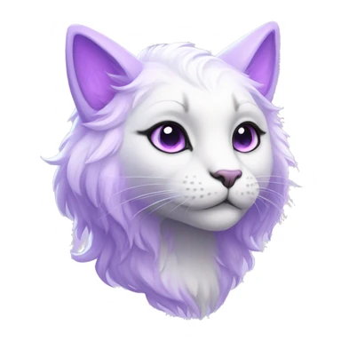 Kawaii colorful bright lilac and white fantasy ethereal anthro feline fursona animal creature sticker