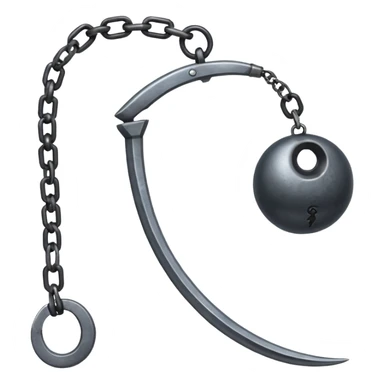 make japan weapon named "kusarigama" like hoe with chain and metal ball at the end of chain sticker