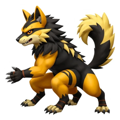 Shiny furry cool Zeraora-Lombax-Obstagoon-fusion sticker