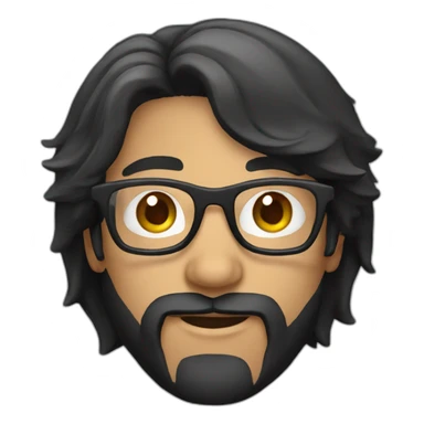 man long black hair and beard with glasses sticker