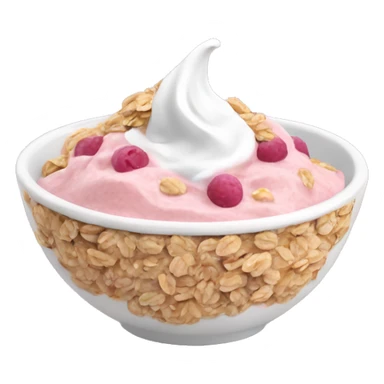 pink yogurt in a bowl with oats on the side sticker