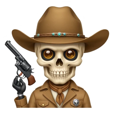 A skull with a vowboy hat and a gun whith a scope sighn on his eye and min holding the gun sticker