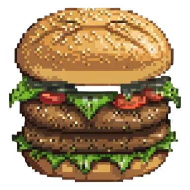 pixel art of sesame seeds on a burger bun sticker