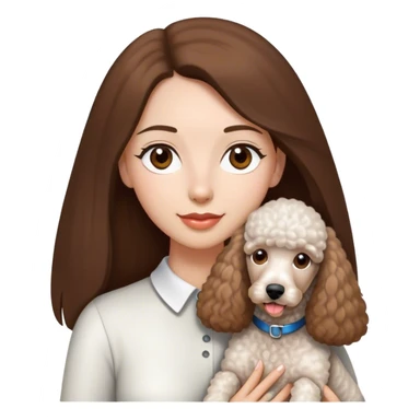 Long straight brown hair brown eyes beautiful women and white standard poodle you're holding sticker